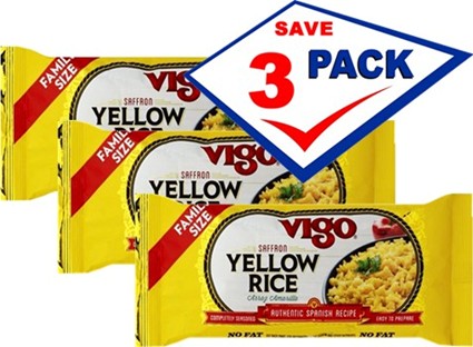 Vigo Yellow Rice  With Saffron From Spain  5 Servings 10 Oz Pack of 3